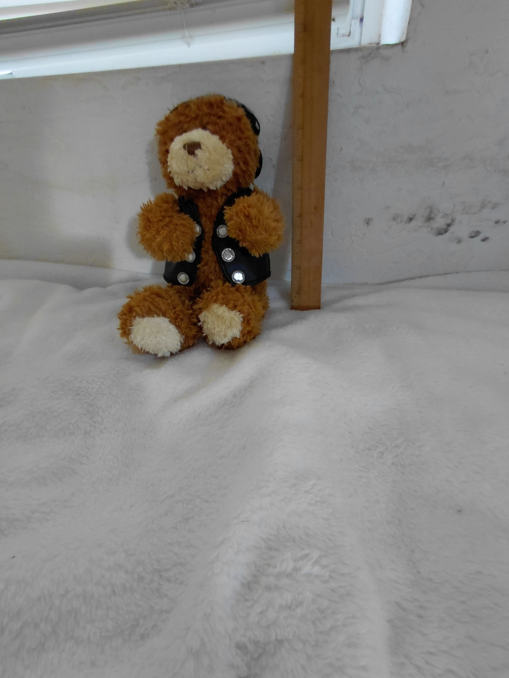 Gund Vtg Biker Brown Plush Bear Dog Toy with Black Faux Leather Vest and Bandana